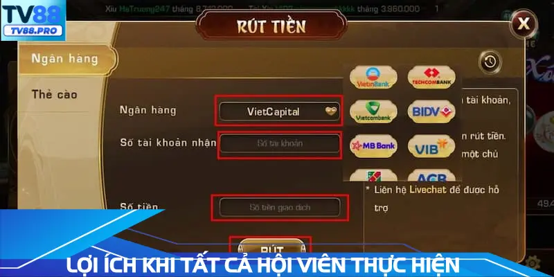 Lợi ích khi tất cả hội viên thực hiện tại trang game